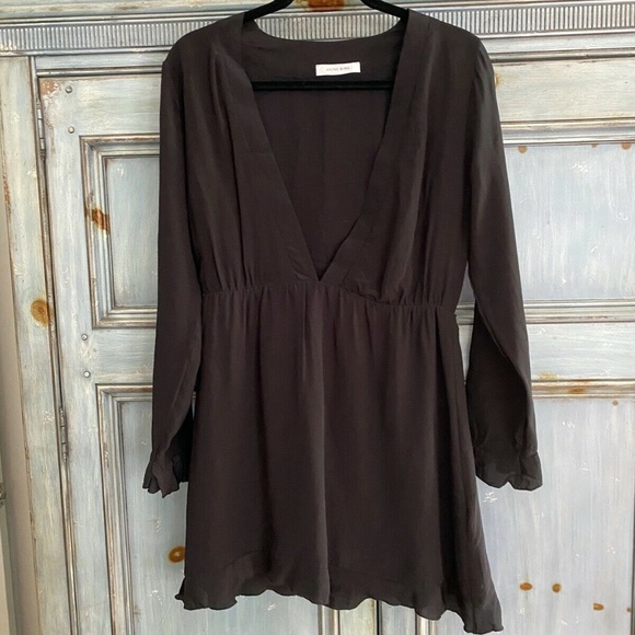 Anine Bing little black silk mini dress size S/P - Picture 1 of 9